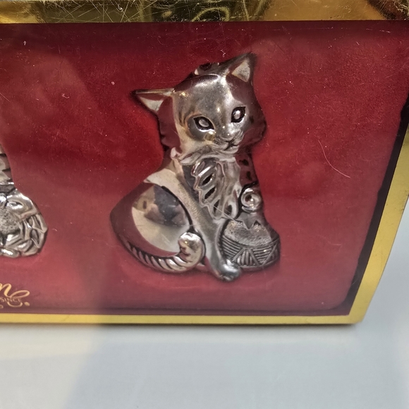 Gorham Silver-plated Cats Holiday Christmas Tree Ornaments, Set of 3 kittens NEW - Picture 3 of 6